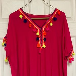 Pink kaftan with Pom poms